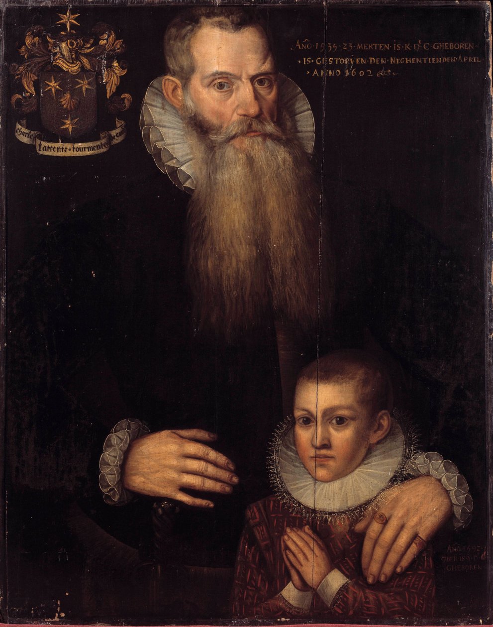 Porträtt av Charles de Conde (1535-1602) och hans son John 1592 Målning av den flamländska skolan på 1600-talet. Mått 0,81 x 0,64 m. Versailles, Musee des chateaux de Versailles et Trianon av Flemish School