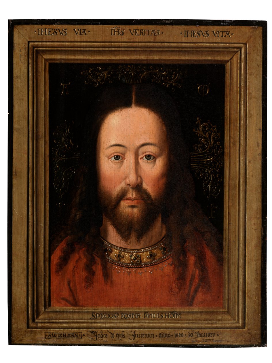 Porträtt av Kristus (olja på panel) av Flemish School