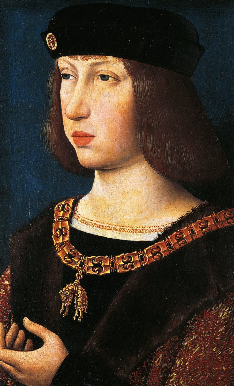 Porträtt av Filip I av Kastilien, känd som Den sköne, kunglig gemål av Kastilien och Leon av Flemish School