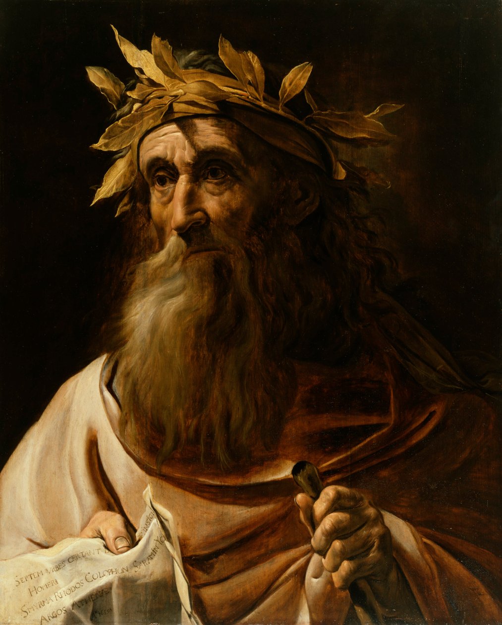 Porträtt av poeten Homer, 1639 av Flemish School