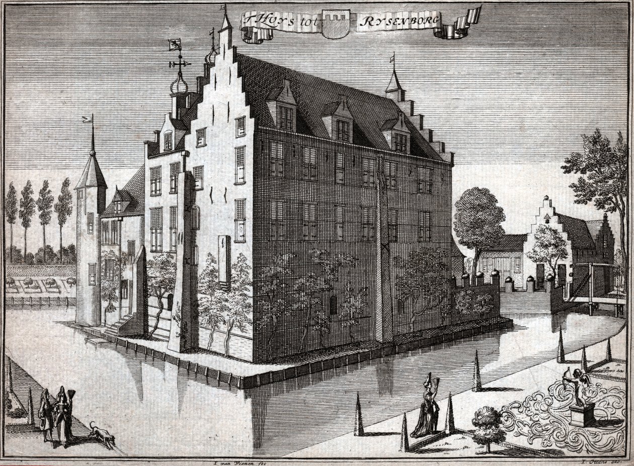 Slottet Rijsenburg. (gravyr av Flemish School