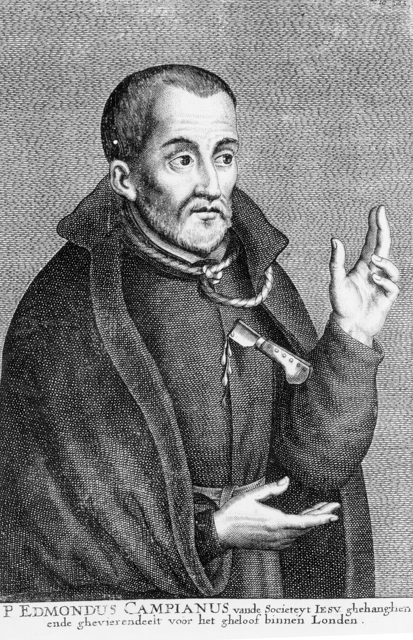 Saint Edmund Campion, från ett tryck gjort av Jacques Neeffs av Flemish School