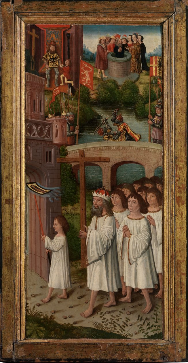 Scener från Legenden om det heliga korset (olja på panel) av Flemish School