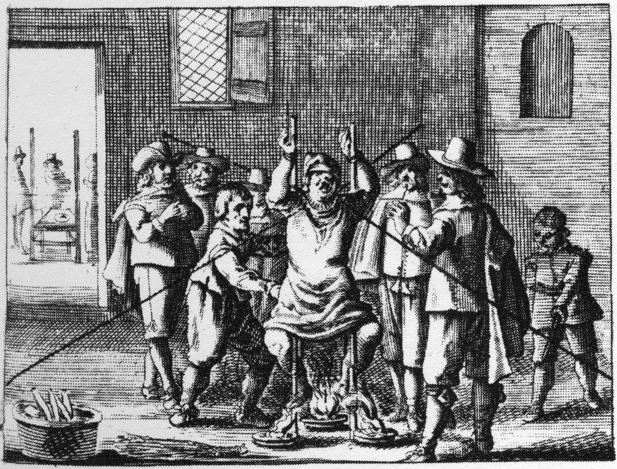 Trollkarl till vilken halsbandet torteras - gravyr från 1725 i "" La Sorcellerie demasquee"" (