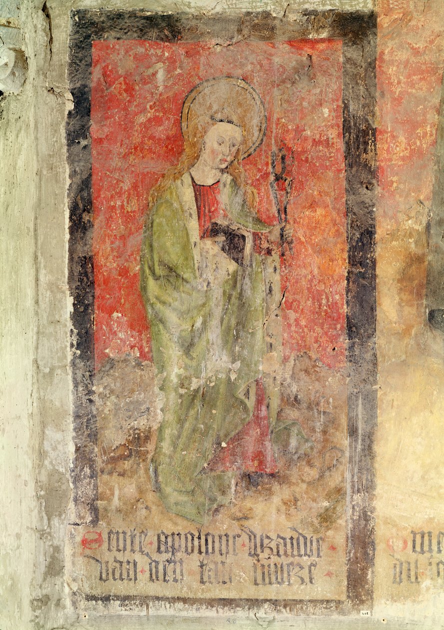 St. Apollonia, väggmålning från kryptan, c.1480-1540 av Flemish School
