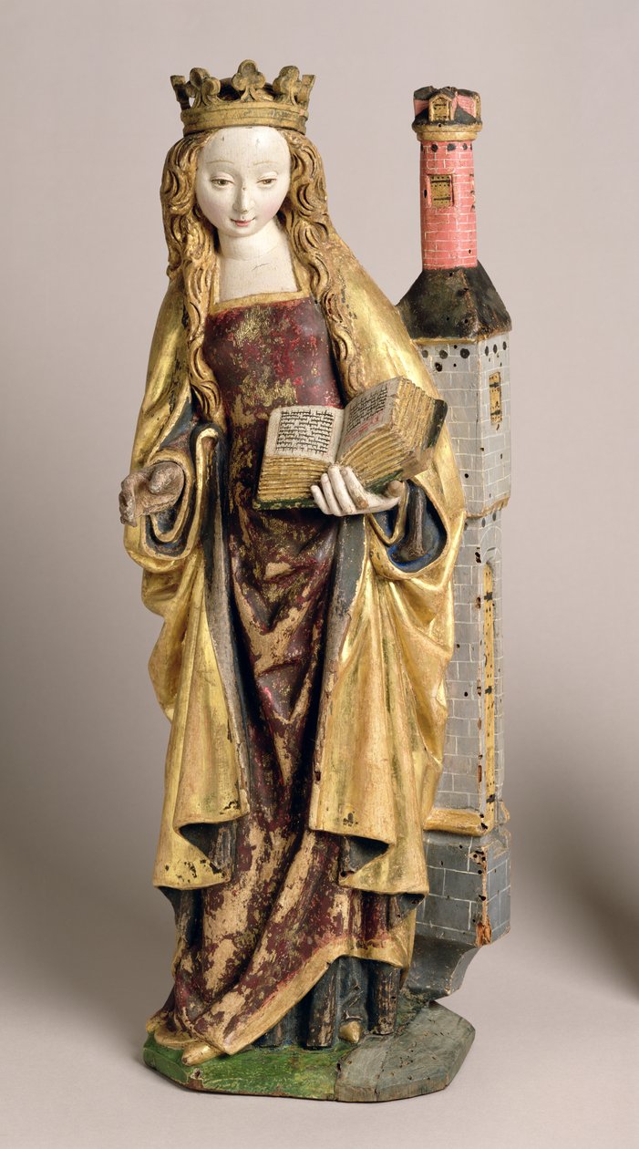 St. Barbara, School of Mechelen, ca 1500 (polykrom och förgylld ek) av Flemish School