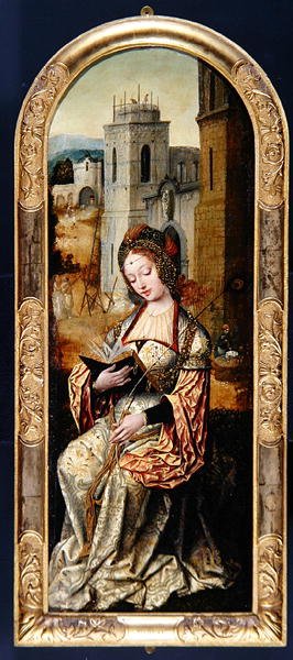St. Barbara, tidigt 1500-tal (olja på panel) av Flemish School