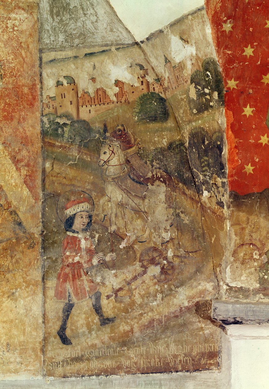 S:t Guido, väggmålning från kryptan, c.1480-1540 av Flemish School