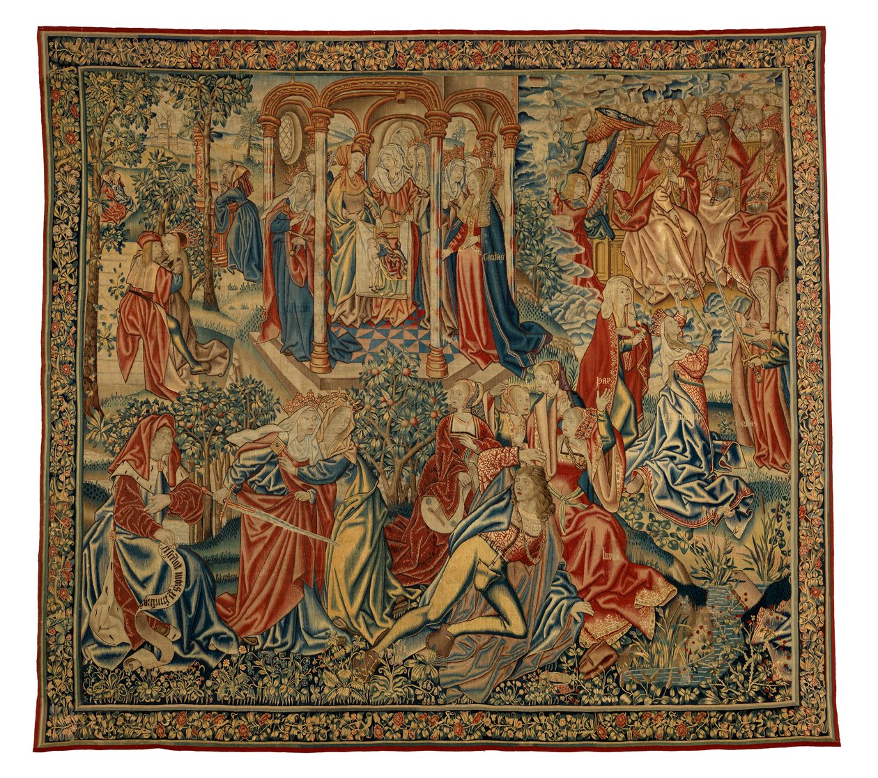 Tapestry, A Moral Allegory of Man or Justice Attacking Man, tillverkad i Flandern, Belgien, cirka 1500 (ull och siden) av Flemish School