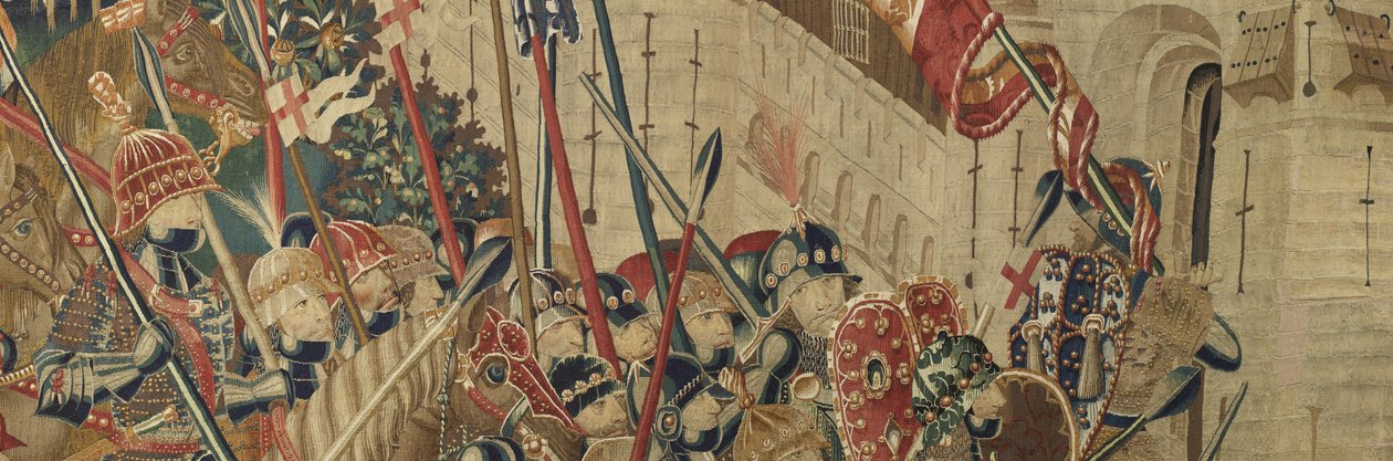 Gobeläng som visar erövringarna av kung Alfonso V av Portugal (Conquistas de Alfonso V de Portugal), Tournai. Detalj. (Ull och siden) av Flemish School