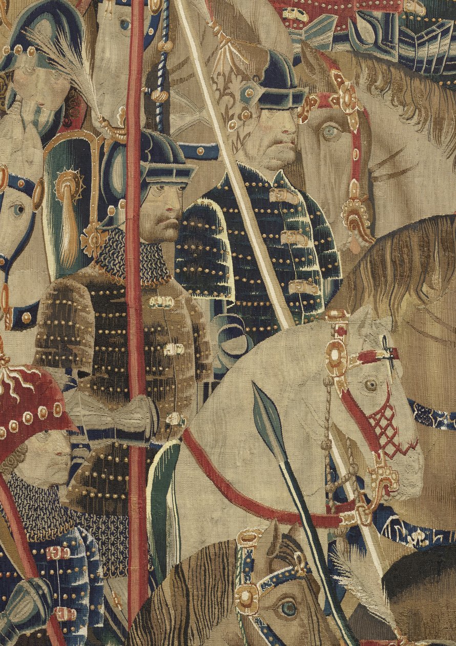 Gobeläng som visar erövringarna av kung Alfonso V av Portugal (Conquistas de Alfonso V de Portugal), Tournai. Detalj. (Ull och siden) av Flemish School