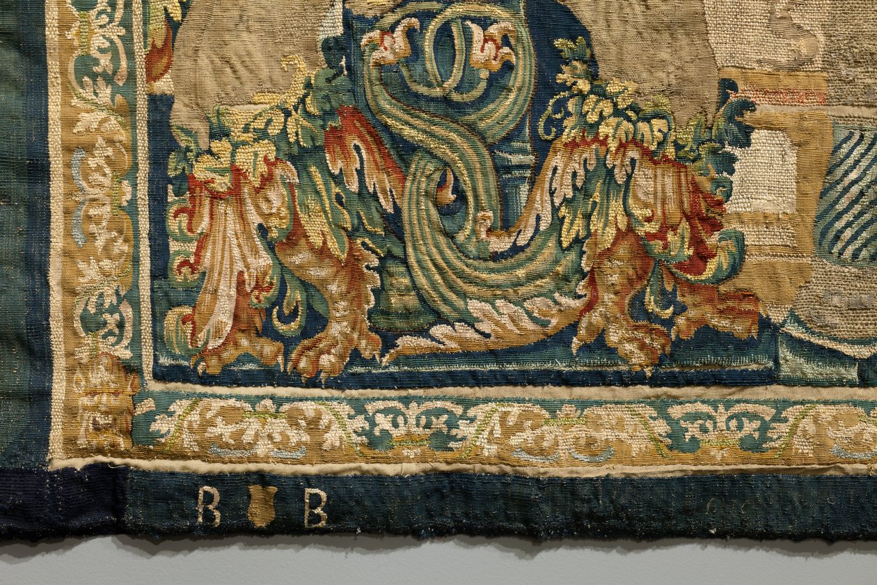 Gobeläng som visar erövringarna av kung Alfonso V av Portugal (Conquistas de Alfonso V de Portugal), Tournai. Detalj. (Ull och siden) av Flemish School
