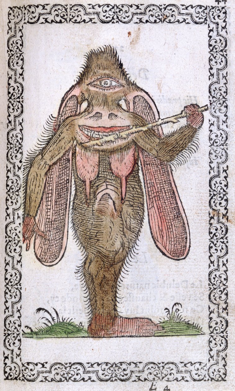 The Cyclops, illustration från The Habits and Portraits of Almost All Nations and Contemporary Nations av Jean Sluperji, Antwerpen, 1572 (träsnitt i färg) av Flemish School