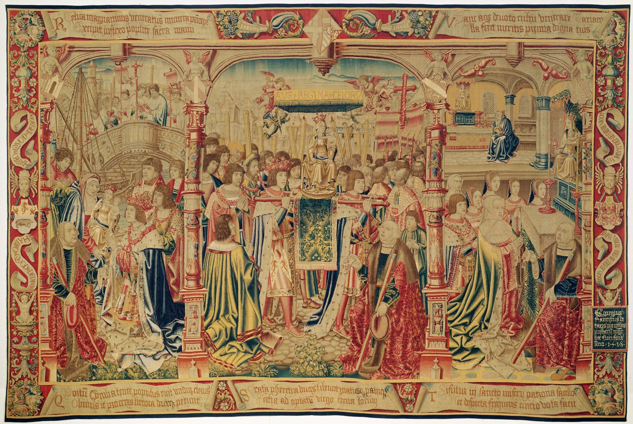 Jungfrustatyn bärs in i kyrkan, från legenden om Notre Dame du Sablon, Bryssel Workshop, 1516 av Flemish School