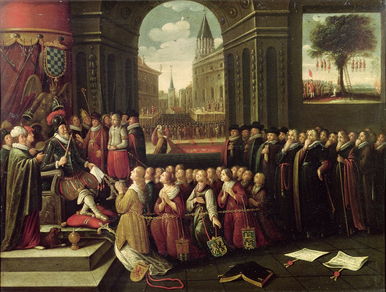 Hertigen av Albas tyranni (olja på duk) av Flemish School