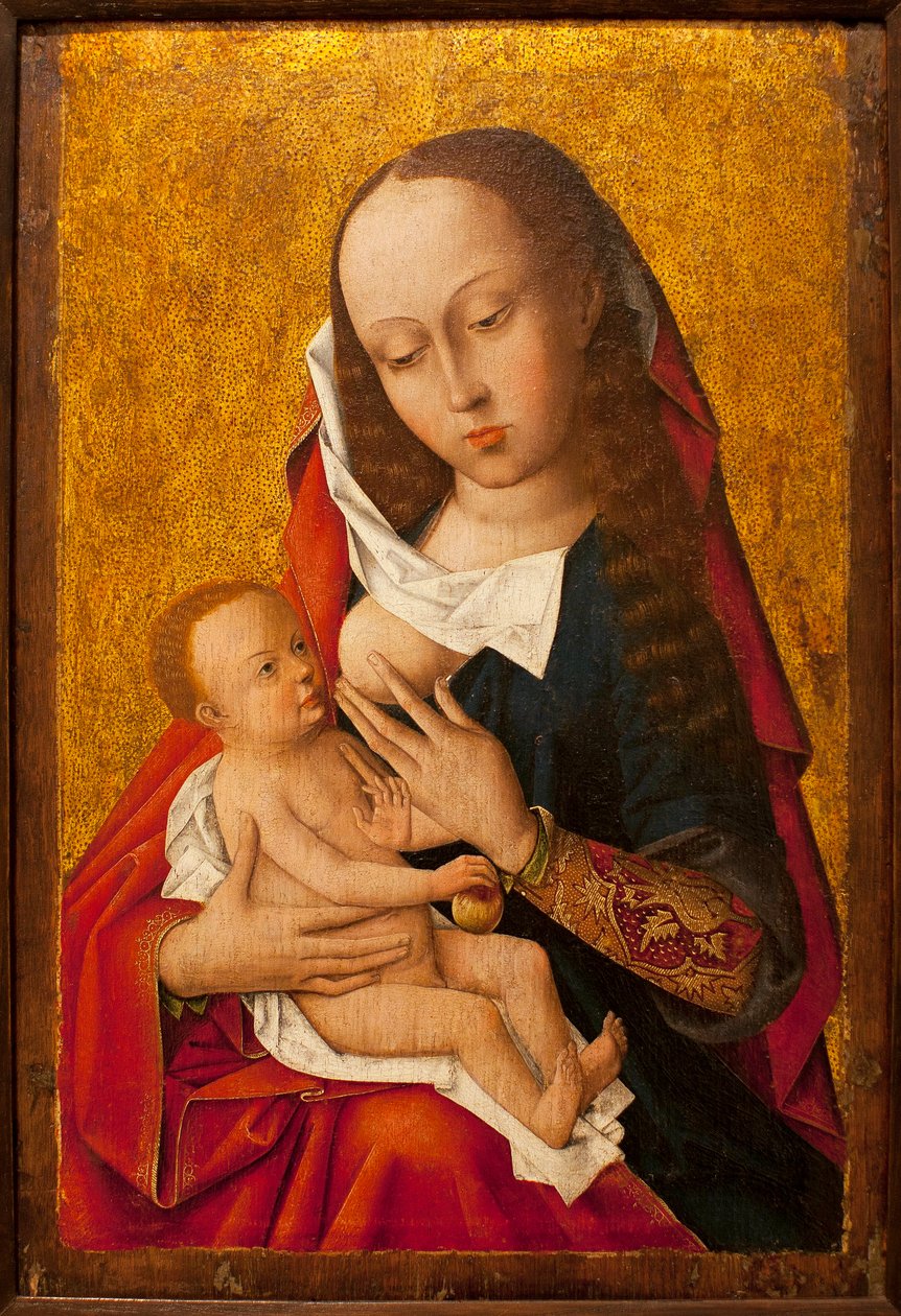 Jungfrun och barnet - Målning av en flamländsk mästare, olja på trä, ca. 1475-1500 (Jungfru och barn, av en okänd nederländsk mästare, olja på panel, cirka 1475-1500) - Museum of Ancient Arts i Lissabon (Portugal) av Flemish School