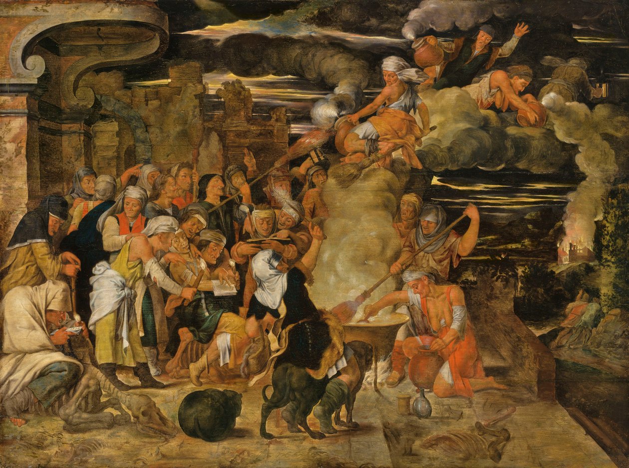 Häxornas sabbat (olja på pannå) av Flemish School