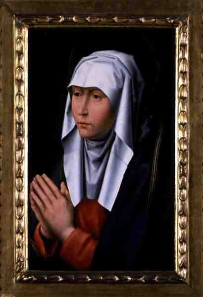The Woman in Distress (olja på panel) av Flemish School