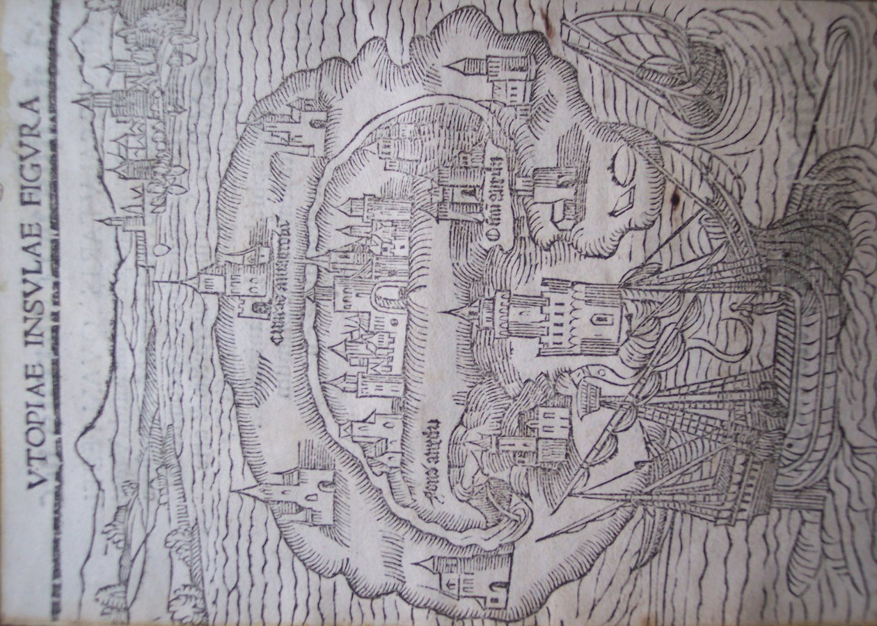 Titelsidan för Utopia, av Thomas More, Leuven 1516 av Flemish School
