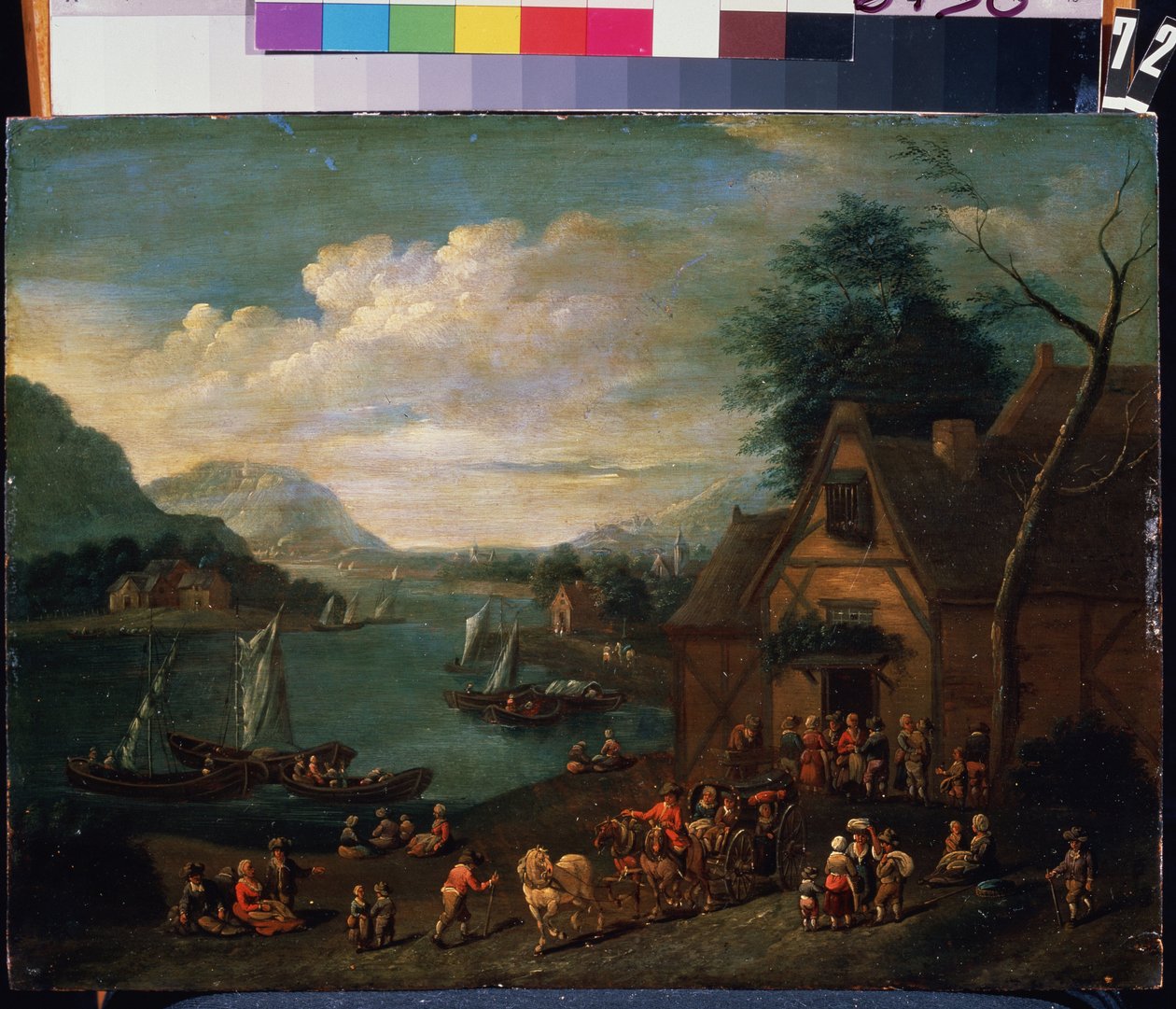 En krog vid havet. Målning av en flamländsk mästare, olja på trä, 30 x 35 cm. Flamländsk skola på 1500-1700-talet. State Museum Arkhangelskoye Estate, Moskva. av Flemish School