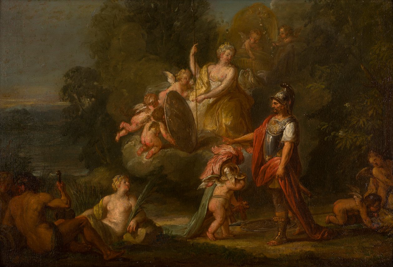 Venus ger vapen till Aeneas, ca 1400-1699 (olja, duk och panel) av Flemish School