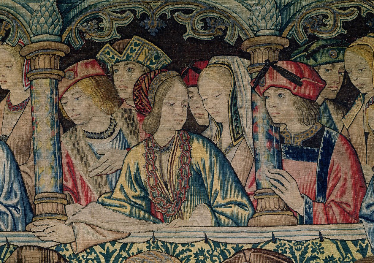 Kvinnor vid Davids hov, detalj från Davids och Batsebas gobeläng, ca 1510-15 av Flemish School