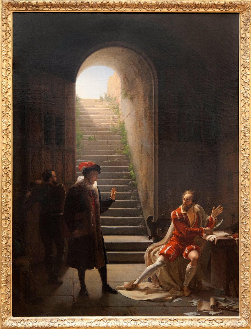 Bägaren i fängelset besökt av Montaigne, ca 1822 (olja på duk) av Fleury François Richard