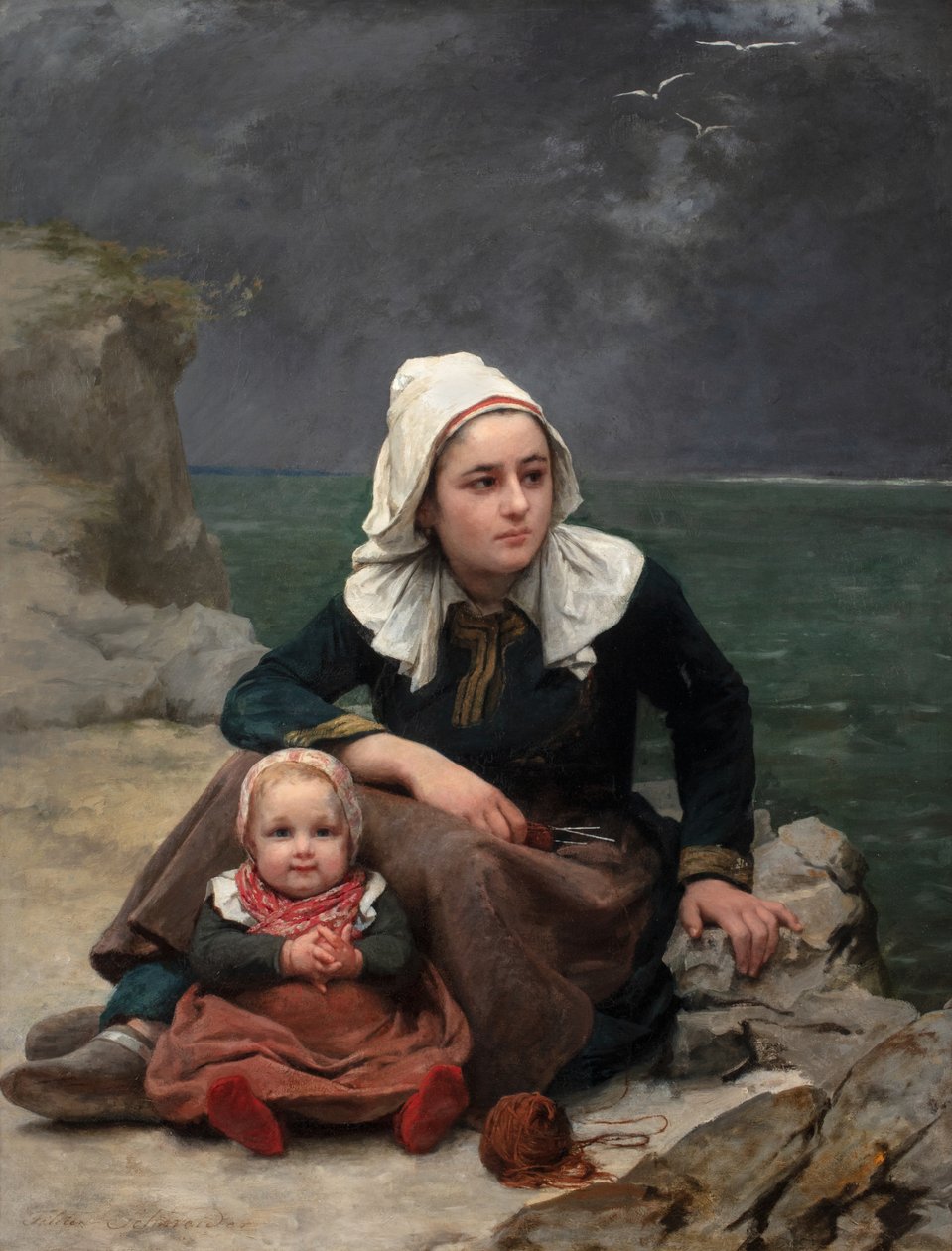 Le Grain (The Squall), ca 1871-81 (olja på duk) av Félicie (1831 88) Schneider
