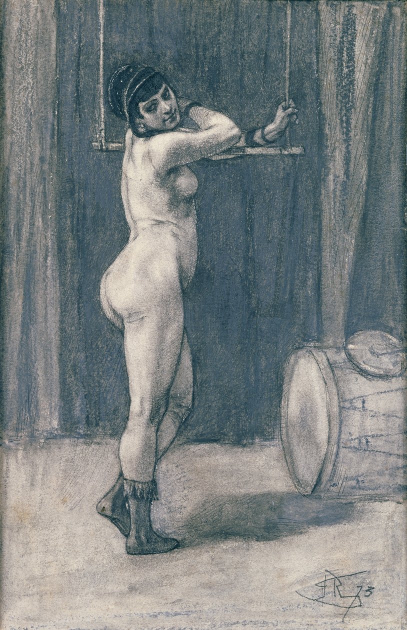 Kvinna med trapets (pastell) av Félicien Rops