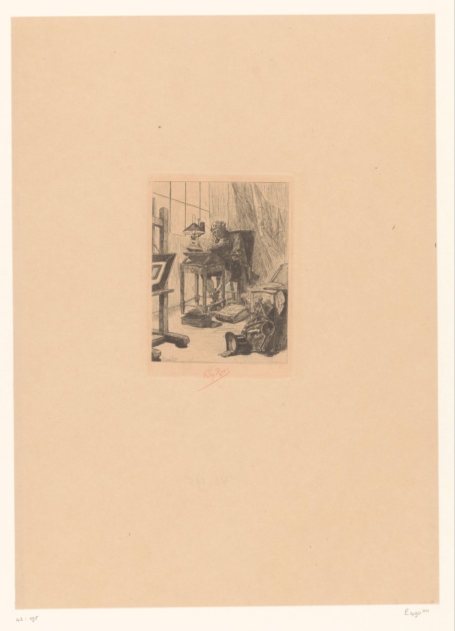 Äldre man läst i en studiekamer Modern konst Läser Grimoire Förr i tidens bibliofil av Félicien Rops (signed by artist)