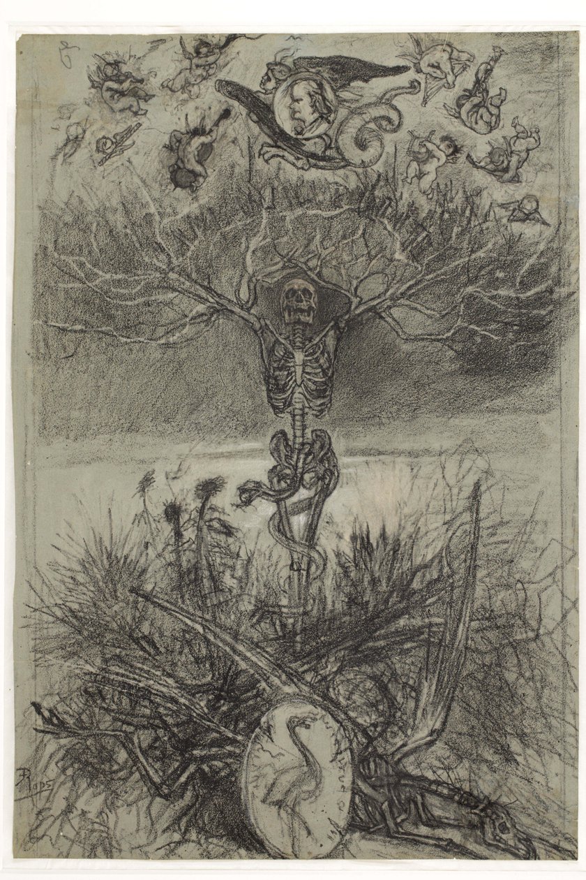 Holländska: Slutlig ritning till framsidan av Les Epaves av Charles Baudelaire av Félicien Rops