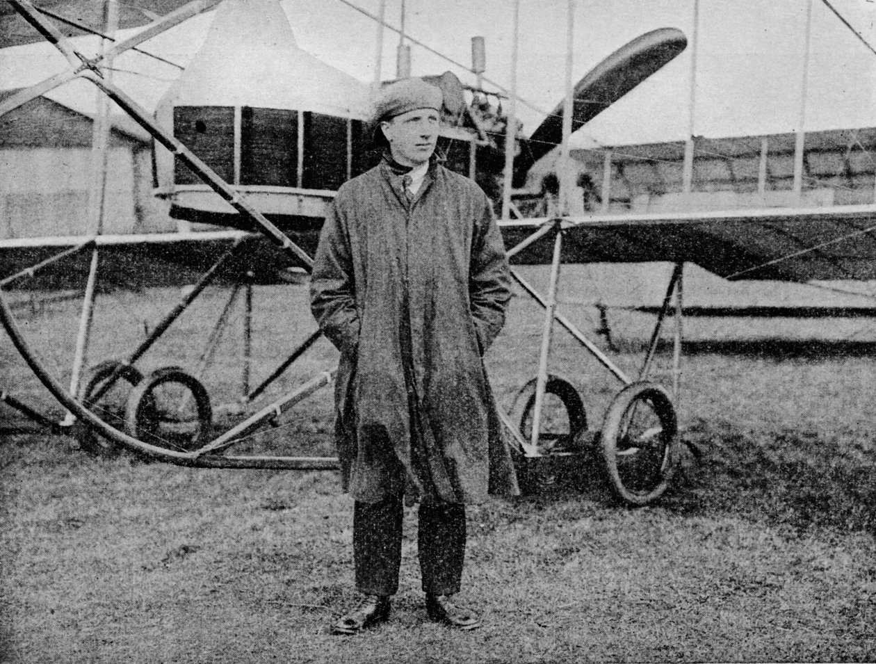 London-Manchester Air Race: Mr Jack Alcock och hans Maurice Farman-biplan, 1914 1934 av Flight Photo