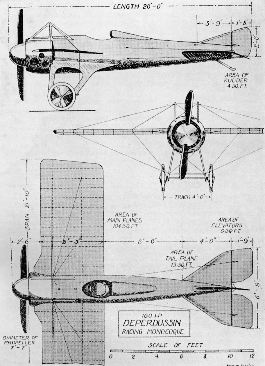Förmodligen det snabbaste flygplanet som existerade vid krigsutbrottet: Deperdussin Monoplane 160 av Flight Photo