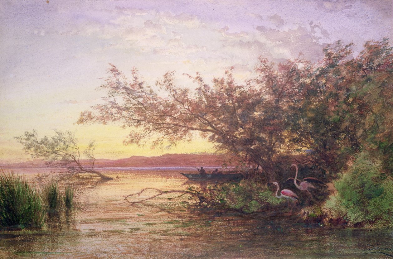Solnedgång, Camargue av Félix Ziem