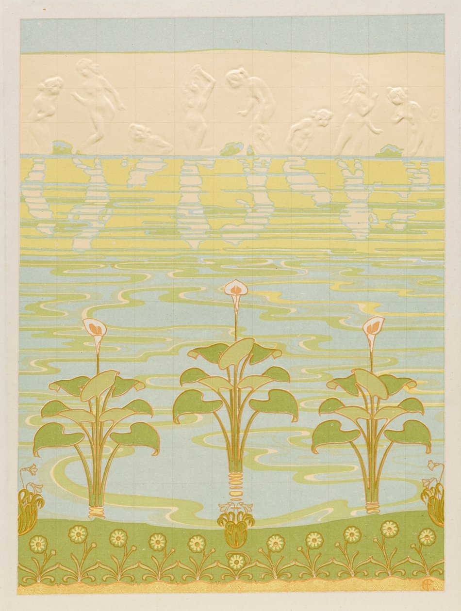 Dekoration i emaljerade kakel för badrum, 1898. av Félix Albert Anthyme Aubert
