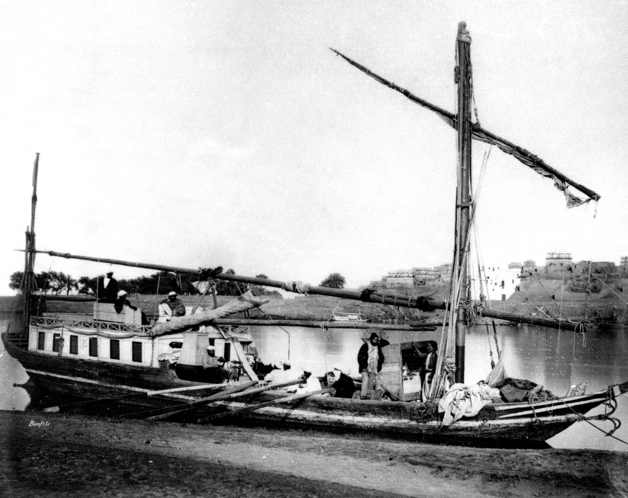 Båt på Nilen, Egypten, 1878 av Félix Bonfils