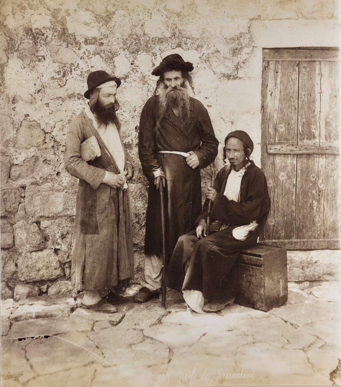 Porträtt av tre judiska män i Jerusalem av Félix Bonfils