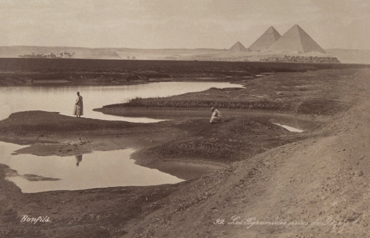 Pyramiderna i Giza, ca 1900 (foto) av Félix Bonfils