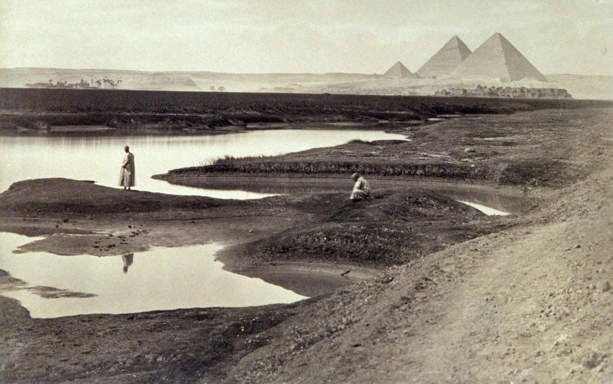 Pyramiderna i Giza, ca 1880 (svartvitt foto) av Félix Bonfils