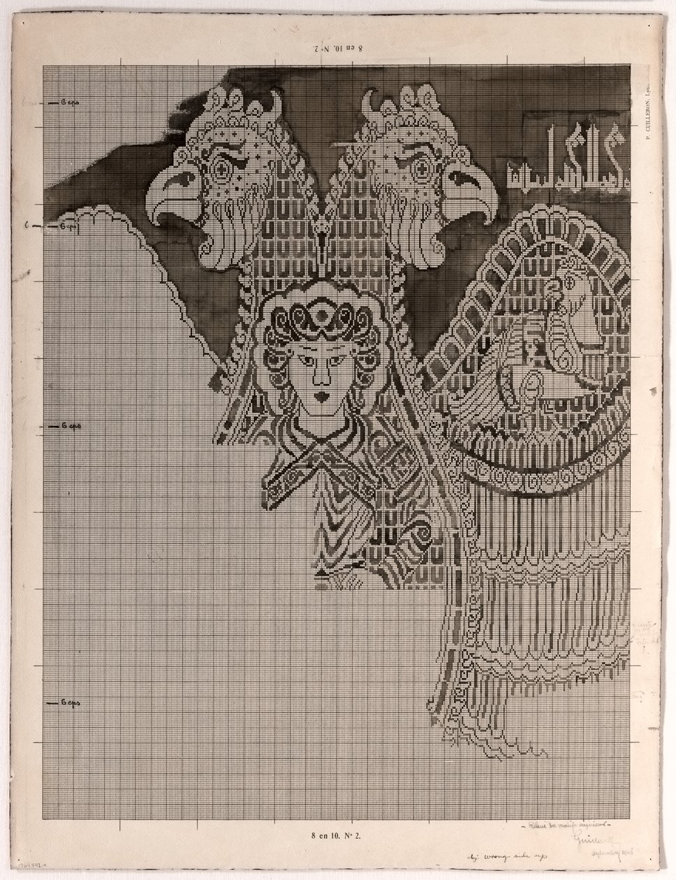 Schematiska ritningar av Buyid Silk (1962.264) av Félix Guichert