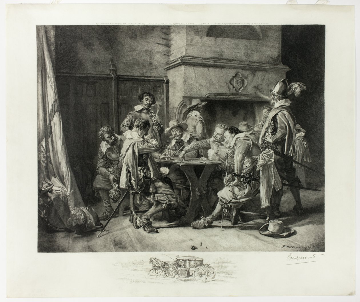 Partie perdue (Spelkort för soldater) av Félix Henri Bracquemond