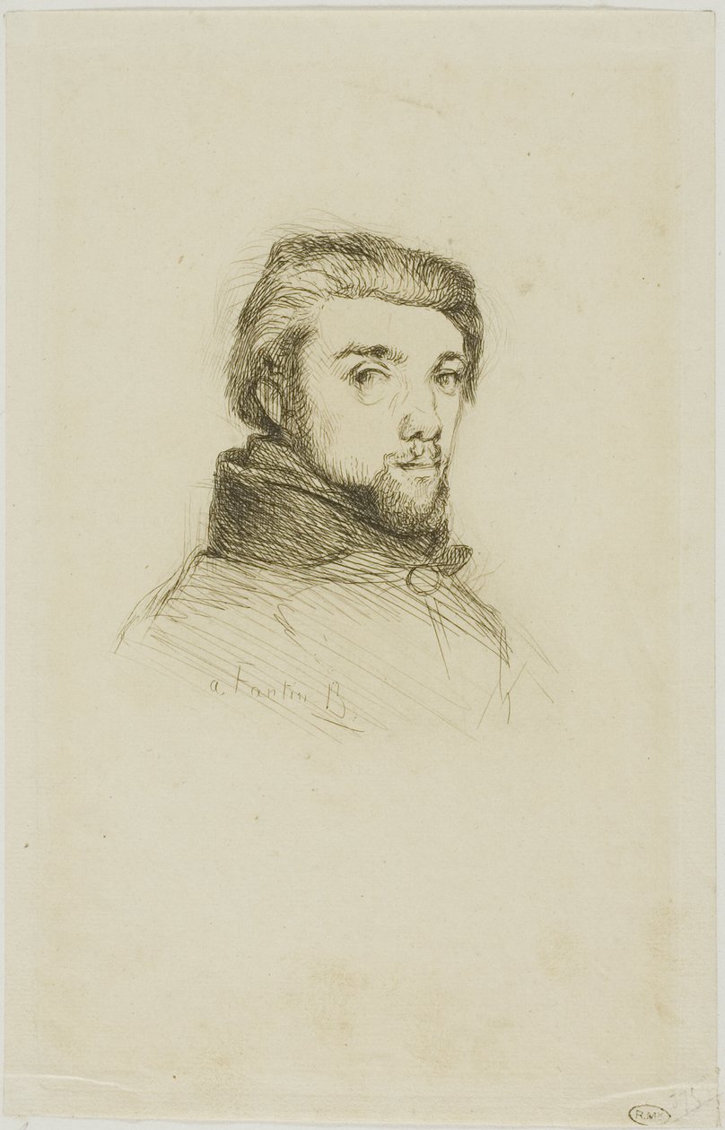 Porträtt av Fantin-Latour av Félix Henri Bracquemond