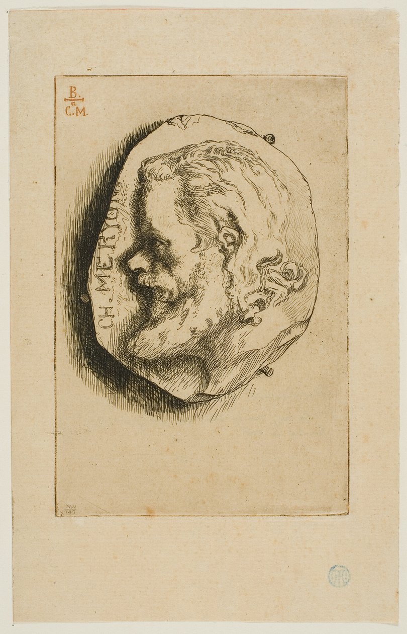 Porträtt av Meryon i profil av Félix Henri Bracquemond