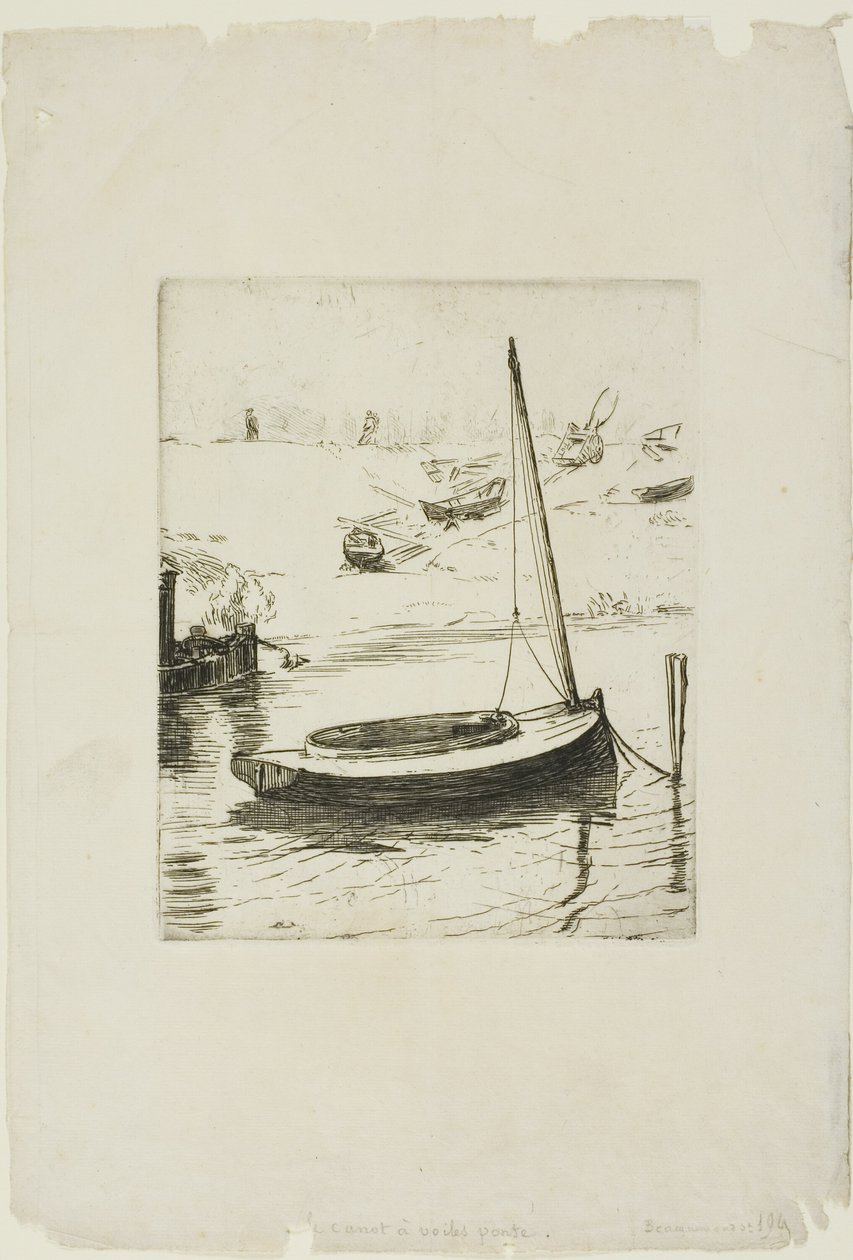 Båten med nedfällt segel av Félix Henri Bracquemond