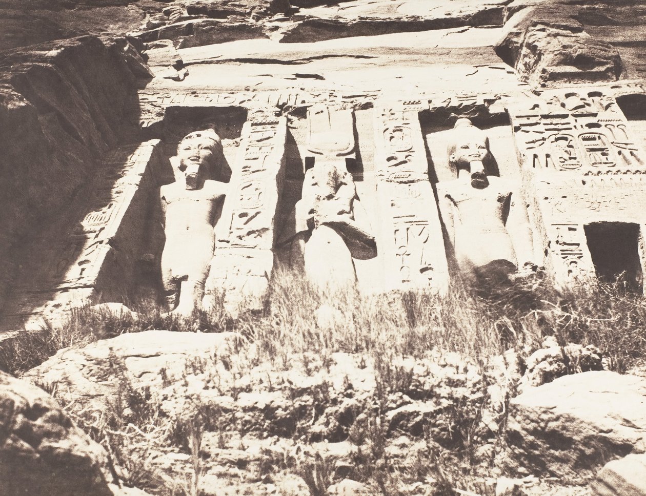 Abou-Sembil, Petit Spéos - Vänster sida av fasaden, 1851-52, tryckt 1853-54. av Félix Teynard