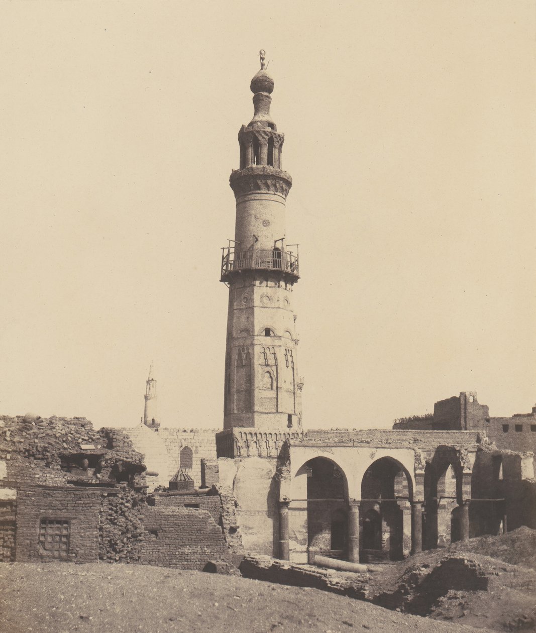 Djirdjeh, moské i ruiner på kanten av Nilen, 1851-52, tryckt 1853-54. av Félix Teynard
