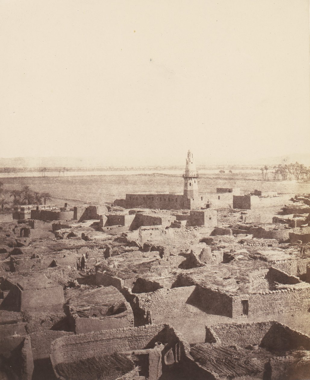 Edfu, General Aspect of the City sett från Py...s centrala plattform, 1851-52, tryckt 1853-54. av Félix Teynard