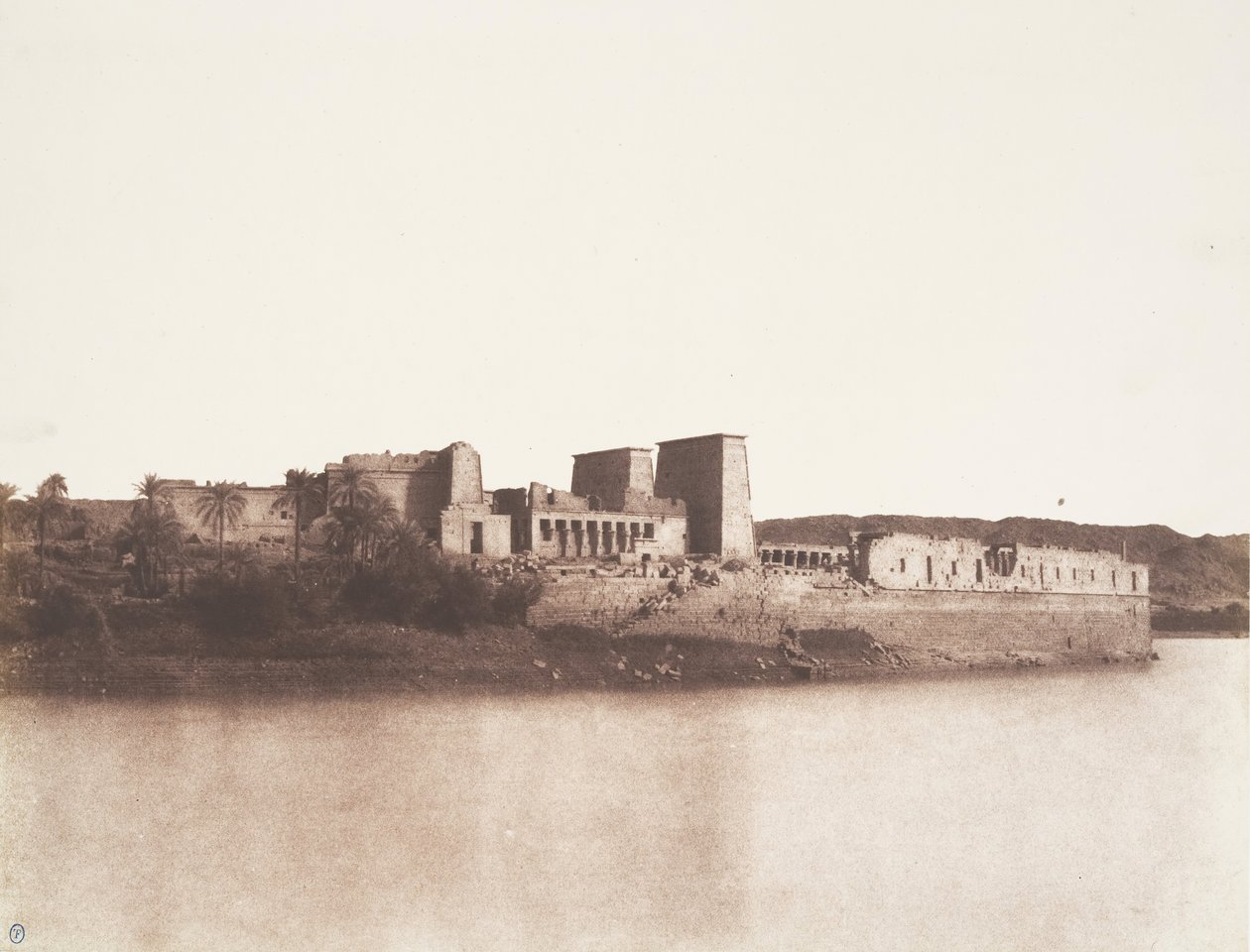 Ön Fileh Philæ, allmän bild tagen från nordväst vid punkt A, 1851-52. av Félix Teynard
