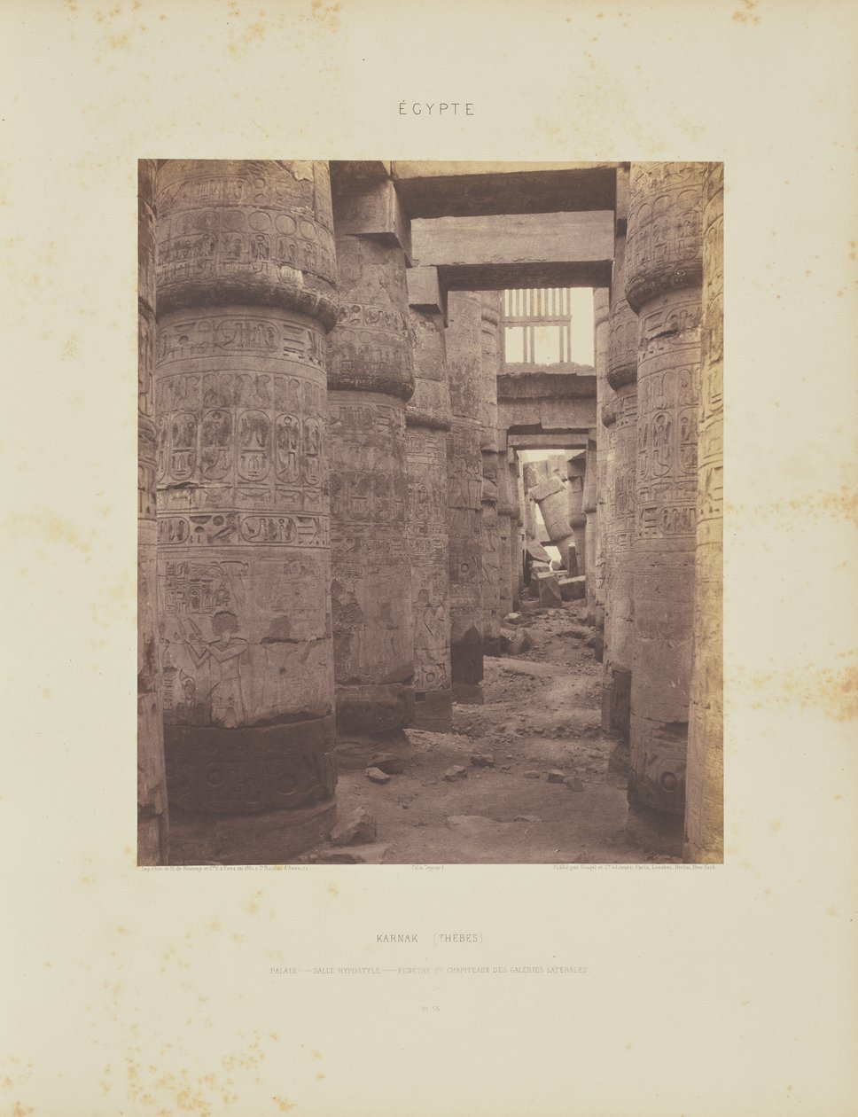 Karnak (Thebe). Palatset - Hypostyle Hall - Tvärgående vy från punkt K av Félix Teynard