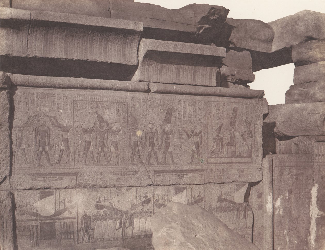 Karnak Thebe, Palace - Konstruktion av granit - snidad dekoration..., 1851-52, tryckt 1853-54. av Félix Teynard